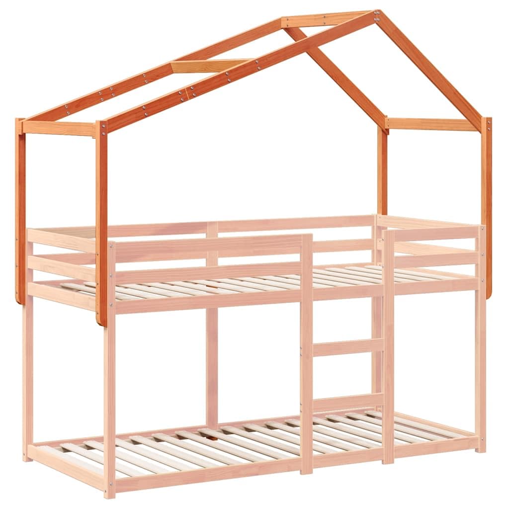 Techo para cuna de madera de pino maciza, color marrón cera, 203 x 80,5 x 142 cm, casa de juegos con lado abierto para habitación infantil, accesorio para marco de cama, construcción