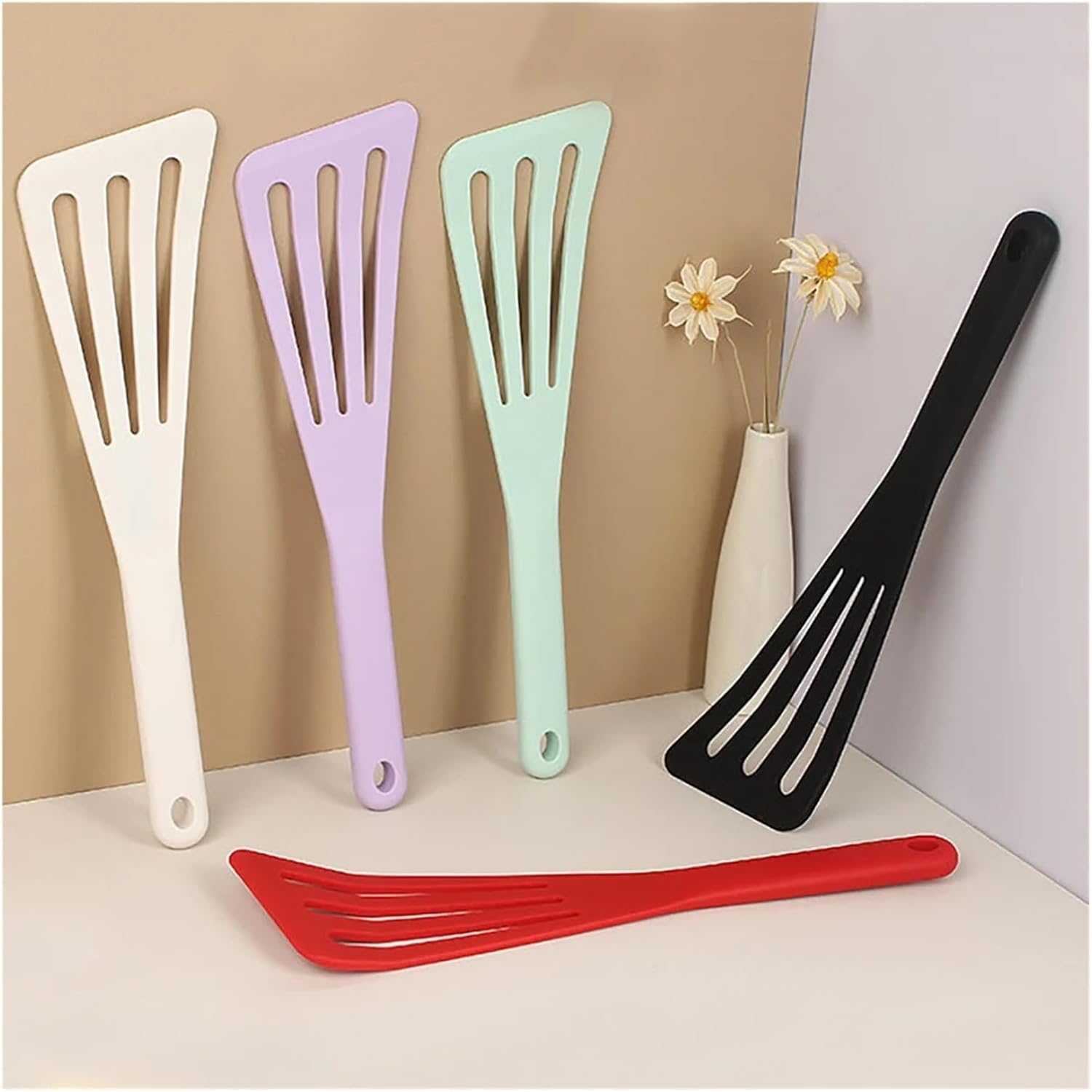 2Pcs Silicone Inclined Drain Shovel, Compatible For Household Non Stick Pot High-temperature Resistant Kitchen Utensils(Light purple)