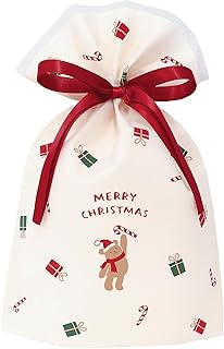 インディゴ クリスマス ラッピング袋 グリーティングバッグ M小 キャンディベア アイボリー XG186