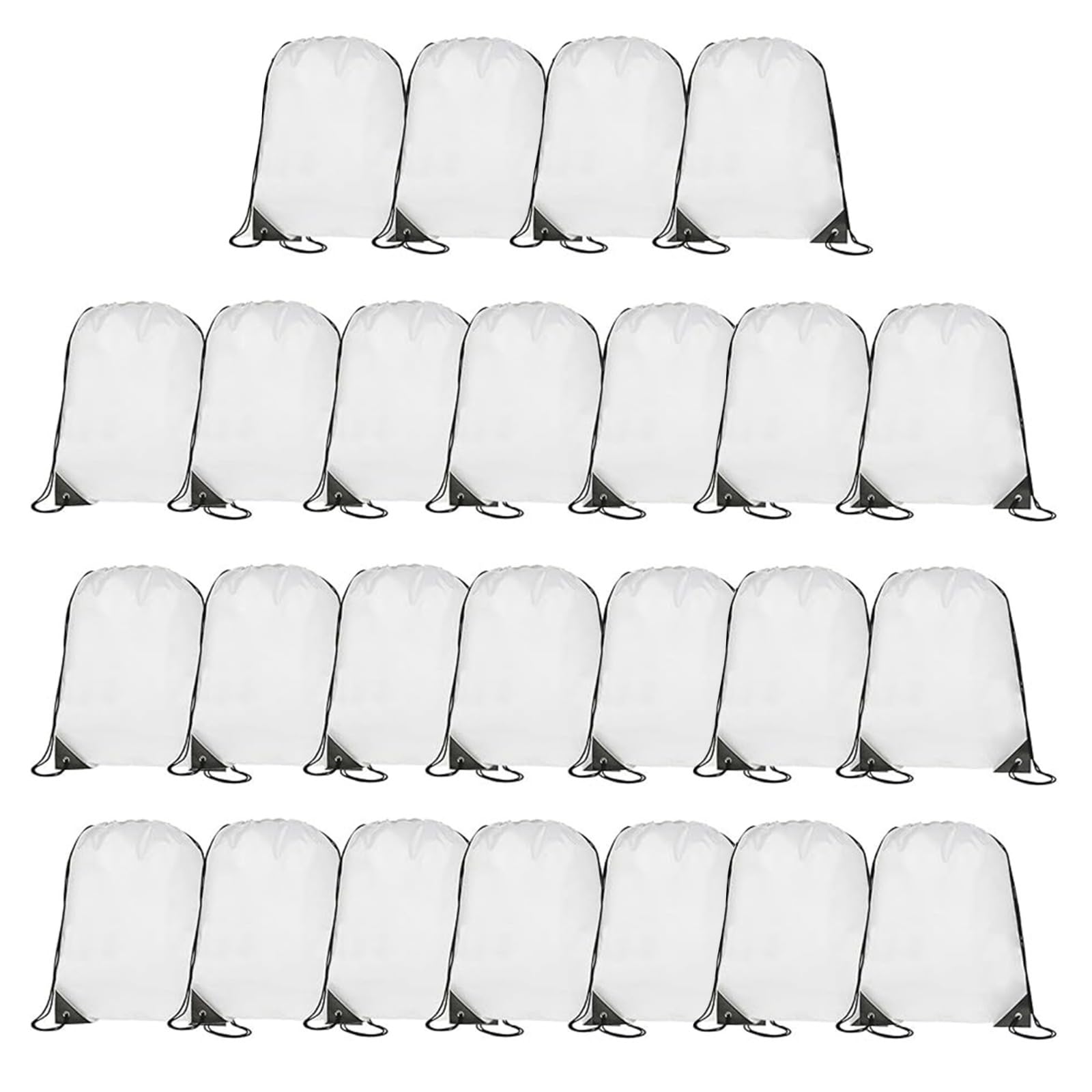 Playcrate 25 Drawstring Bags Backpack - Party Gift Bags & Sports String Bag for Gym, School, Travel Storage Organization (White) โ image 1