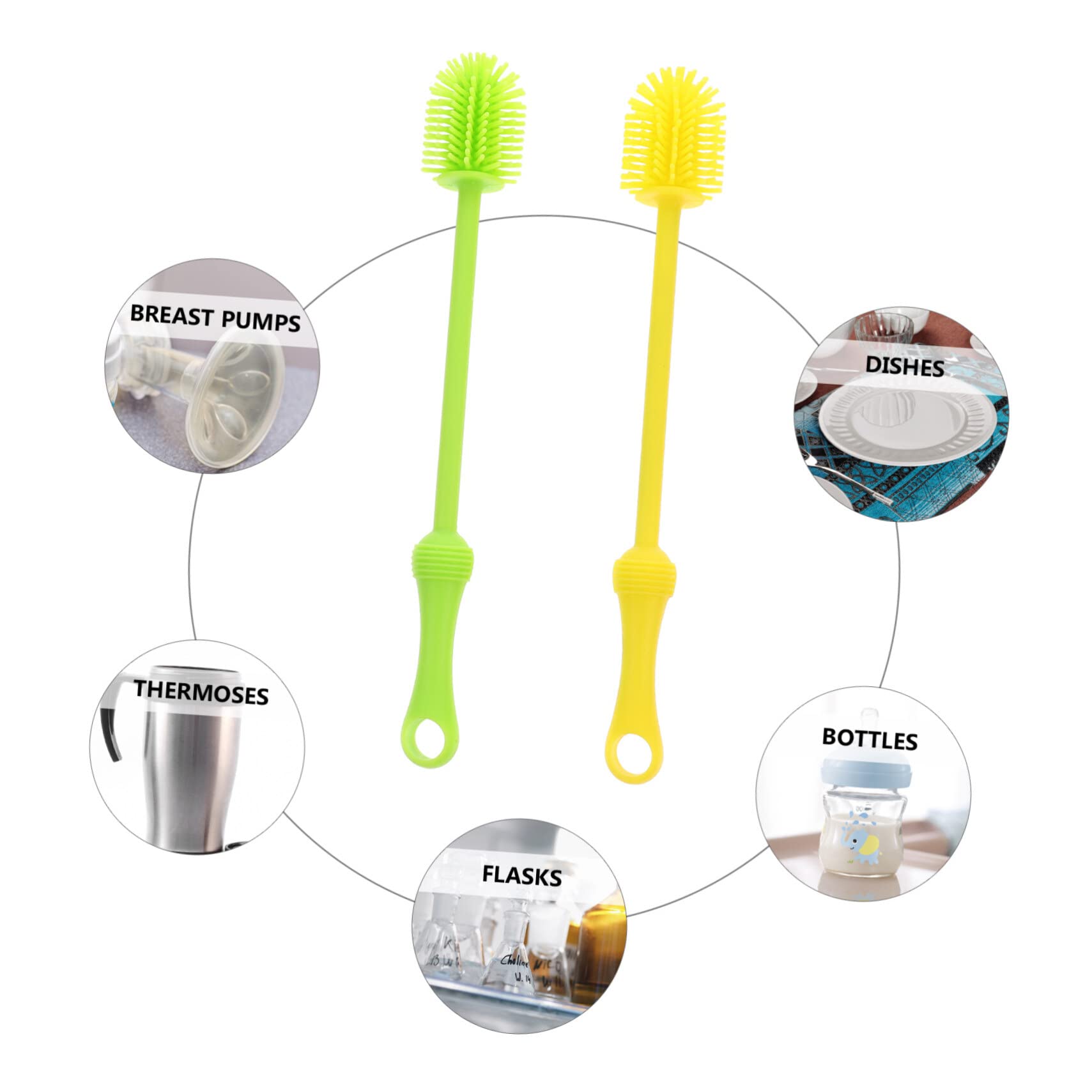 KOMBIUDA 6stücke Silikon Flaschenbürste Für Trinkflaschen Ergonomischer Griff Reinigung - Farbkombination Für Einfache Flaschenpflege