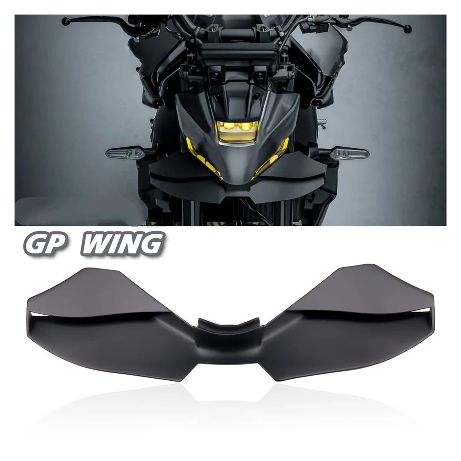 Alerón Motocicleta para MT-09/SP GP para MT09 Gen 4 2024 2025 Wing Downforce Naked Spoilers Frontales Spoiler Delantero Borde Inferior(Negro)