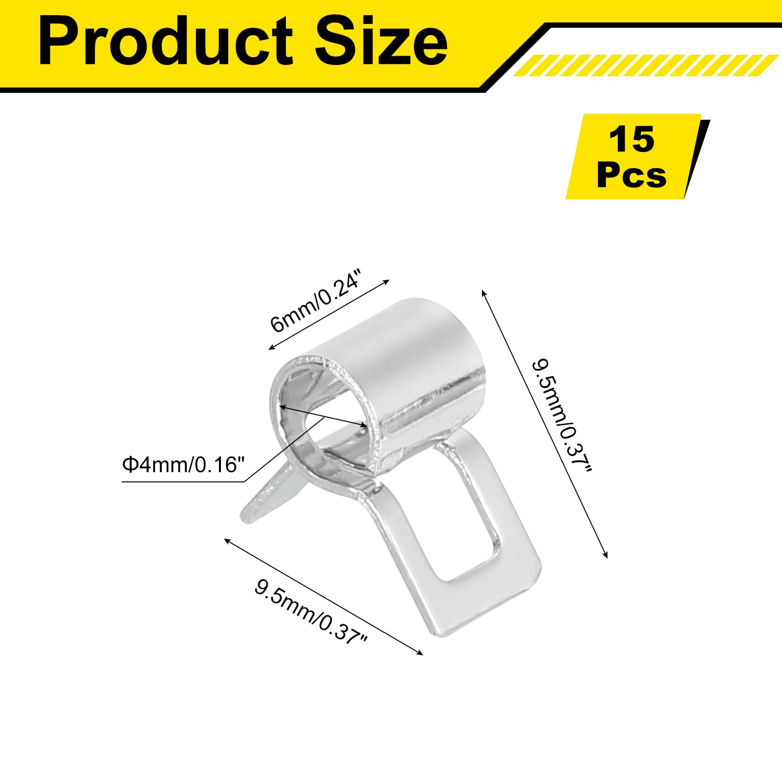 Uxcell 15-Pack 4mm Spring Band Hose Clamps – Alloy Steel, Color Zinc, For Fuel & Vacuum Lines