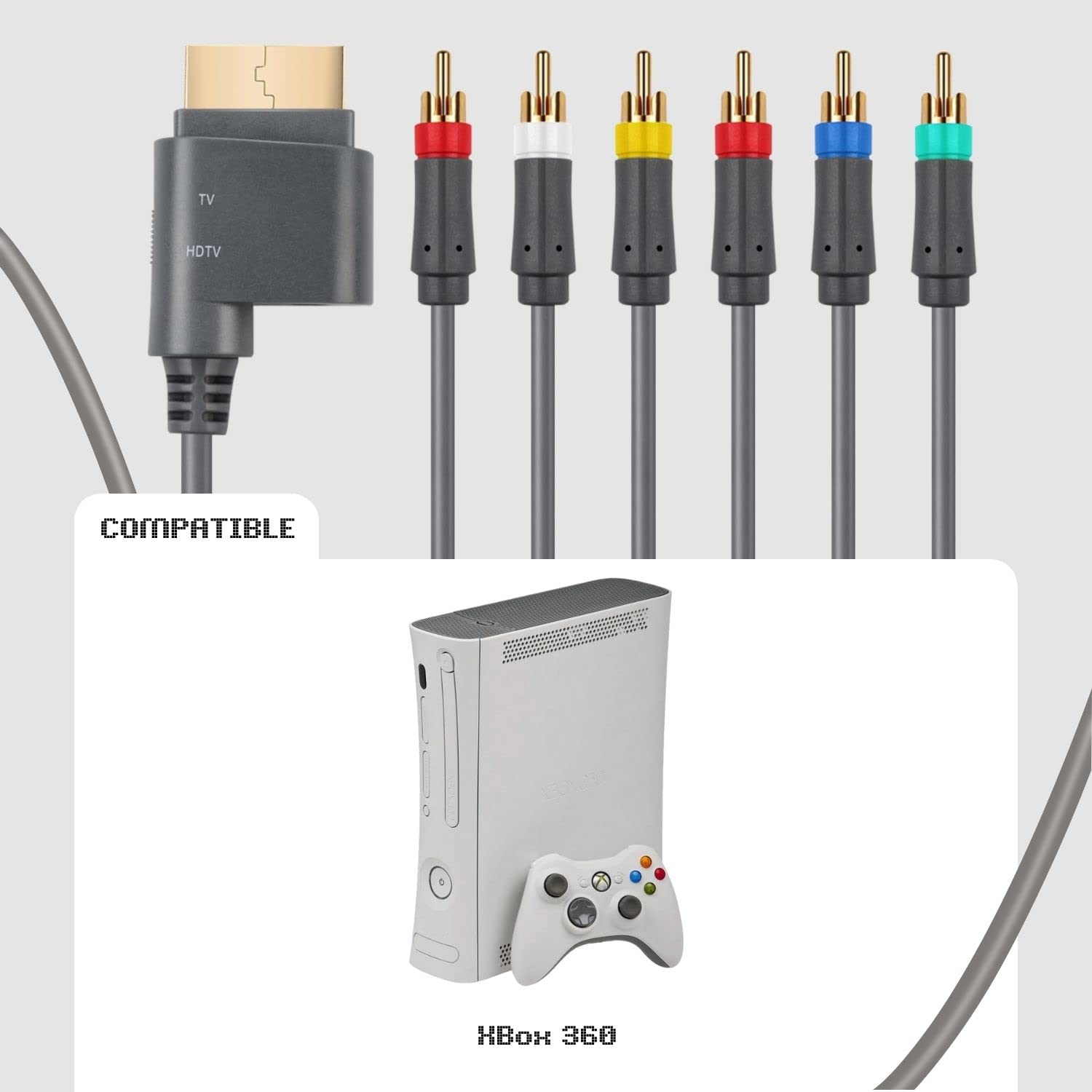 TNP - Cavo composito AV per Xbox 360, cavo video HDTV e RCA stereo con uscita audio SPDIF per Microsoft Xbox 360 e Xbox 360, sottile, supporta audio e video ad alta definizione [Xbox 360]