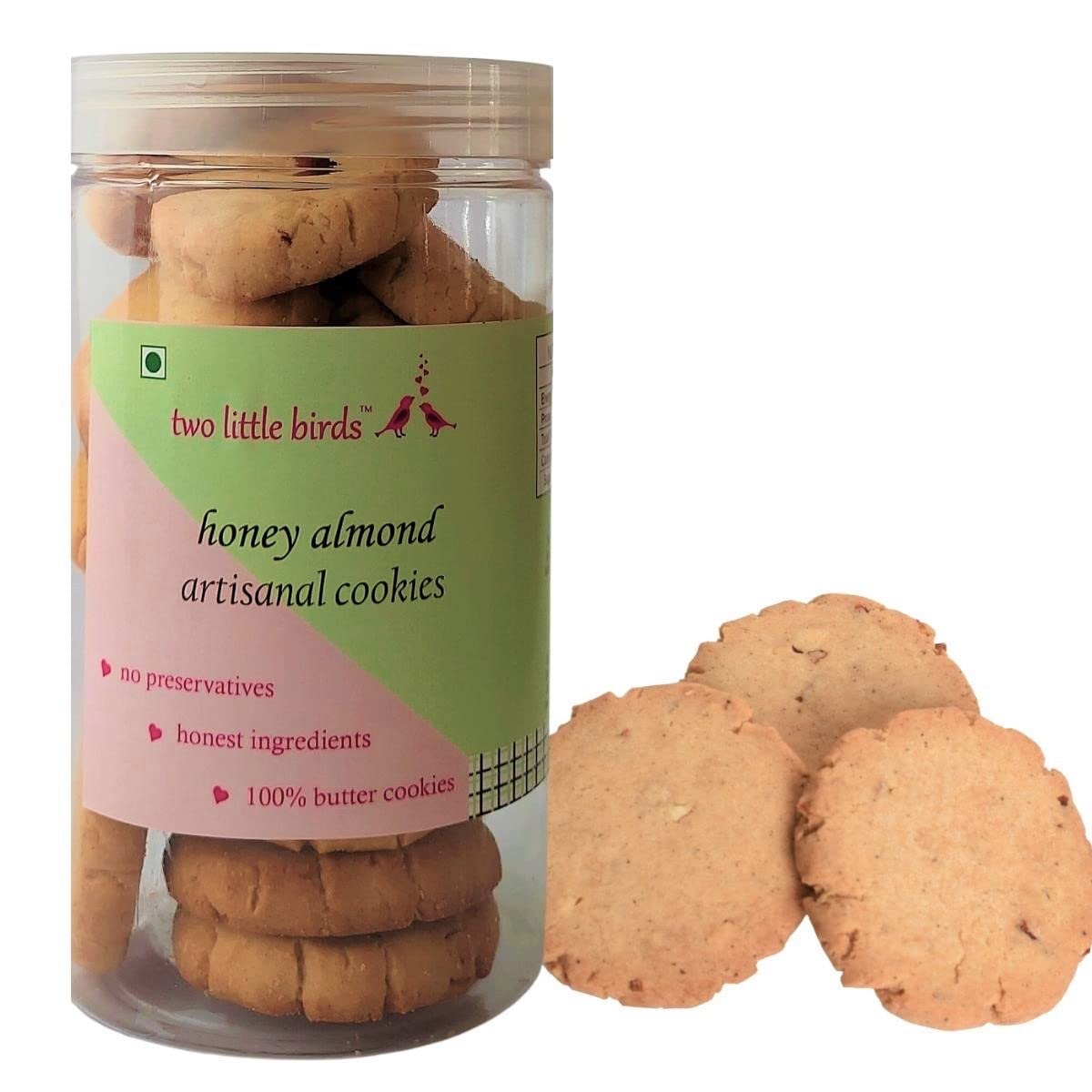 two little birds Honey Almond Artisanal Cookies - Made with Californian Almonds and Pure Honey| Delicious Handcrafted Healthy Snack Biscuits, Freshly Baked, 100% Preservative Free & Eggless| 250Grams (B09RSYDNJW) Amazon Price History, Amazon Price Tracker