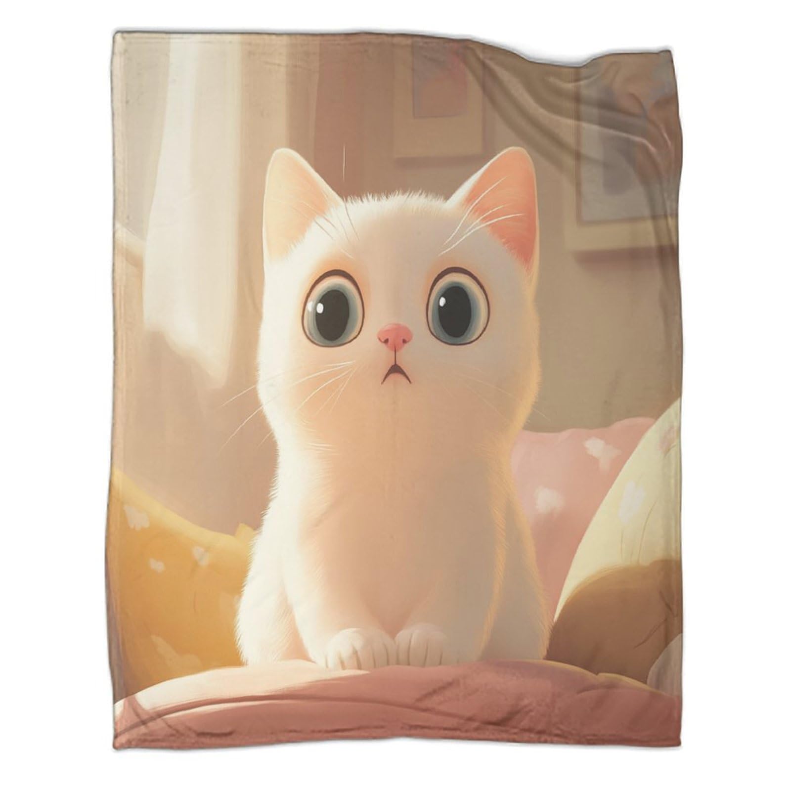 Couverture plaid chat blanc en peluche douce, le cadeau idéal pour ados et adultes
