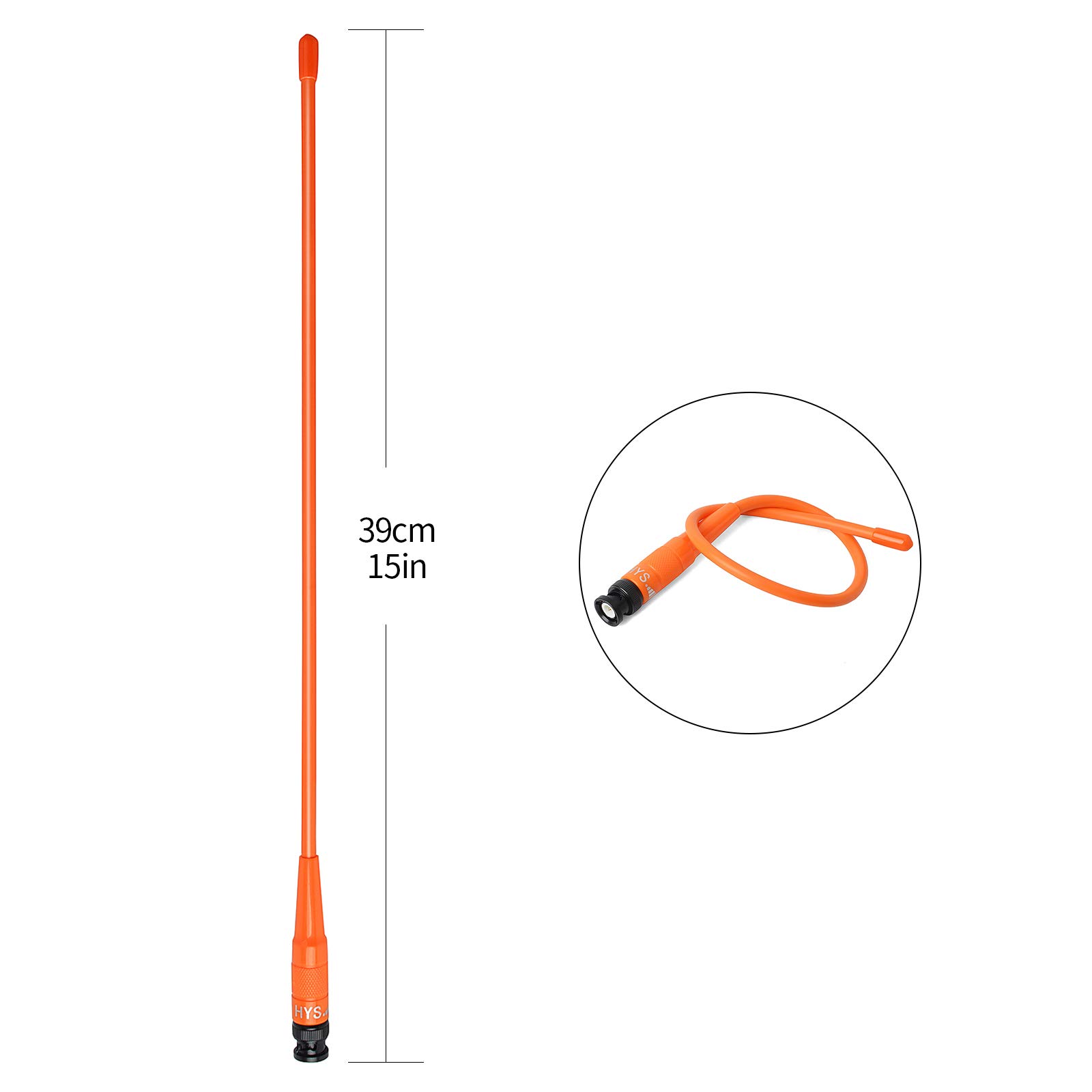 HYS Dualband BNC radiotelefon 15 cali 2 m/70 cm UHF/VHF antena kompatybilna z 144/430MHz Cobra Midland Uniden Handheld/przenośne urządzenie BNC Walkie Talkie (pomarańczowy)