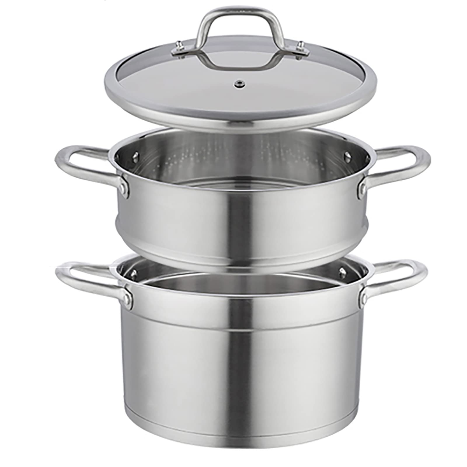 GTHTUHFD Steamer Cooker/Soup Pot/304 Food Grade Stainless Steel,3-Layer Thickened Composite Pot Bottom,Steamed Seafood,Chicken Soup,28Cm,