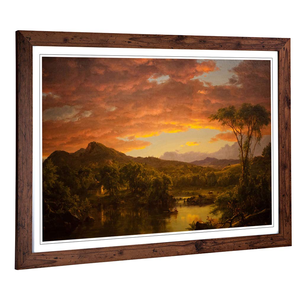 Big Box Art Framed Print of Frederic Edwin Church A Country Design | Wall Art Picture | Home Decor for Kitchen, Living Room, Bedroom, Hallway, Walnut, A2 / 24.5x18 Inch / 62x45cm