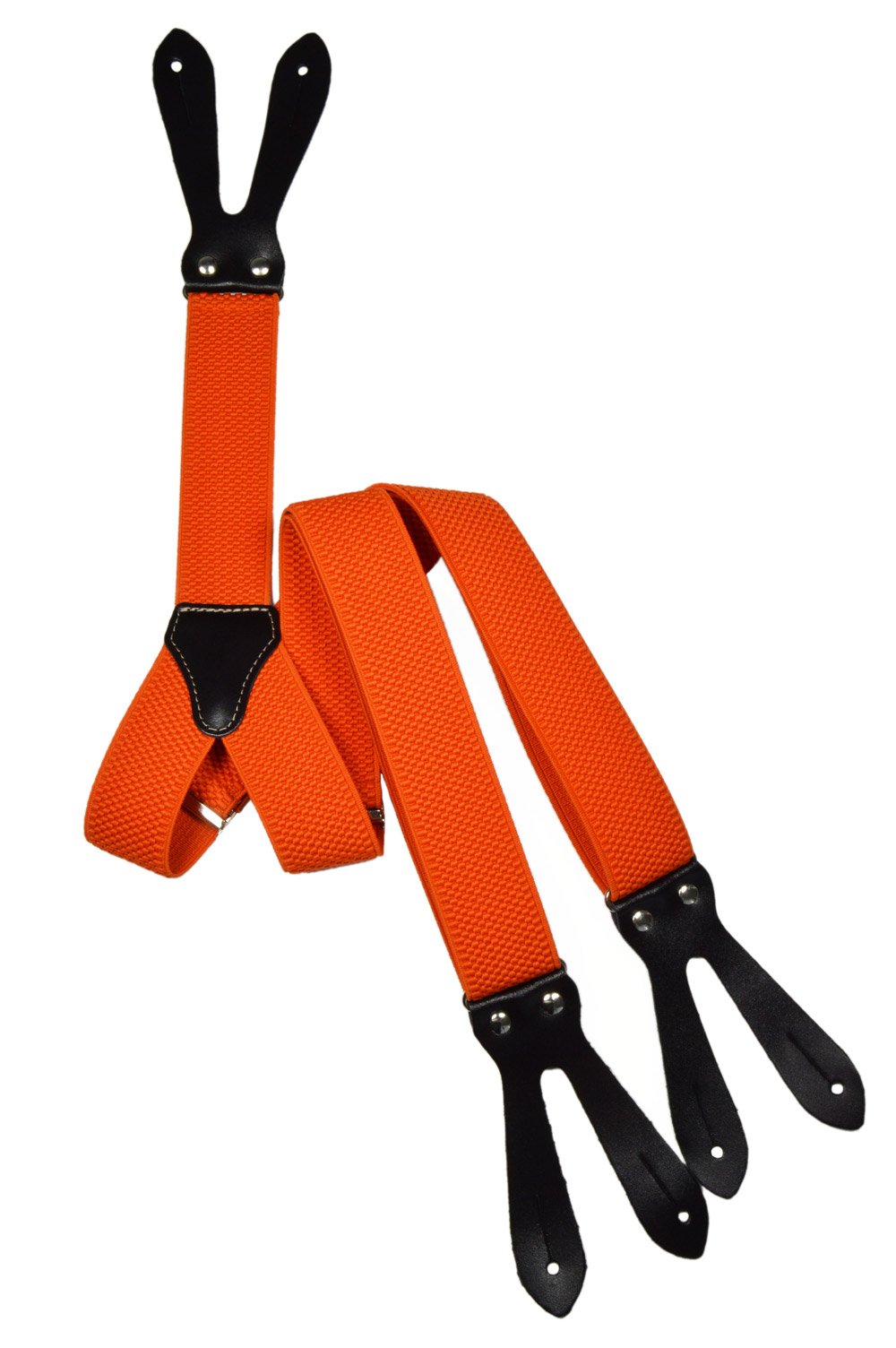 Olata Men's Orange Button-Down Formal Y-Shape Unisex Braces/Suspenders - 3.5Cm. (Standard)