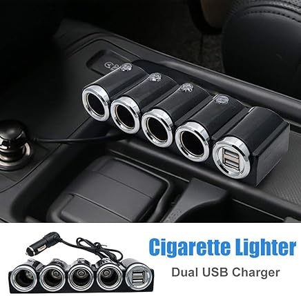 MASO - Cargador de mechero de Coche con Enchufe m?ltiple, 4 v?as, Doble USB, Adaptador de 12 V/24 V, Color Negro MASO - Cargador de mechero de Coche con Enchufe m?ltiple, 4 v?as, Doble USB, Adaptador de 12 V/24 V, Color Negro