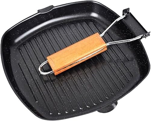 Sartén antiadherente con mango plegable para carne, pescado y verduras para todas las fuentes de calor 9.4 in/9.4 pulgadas para estufas, inducción,