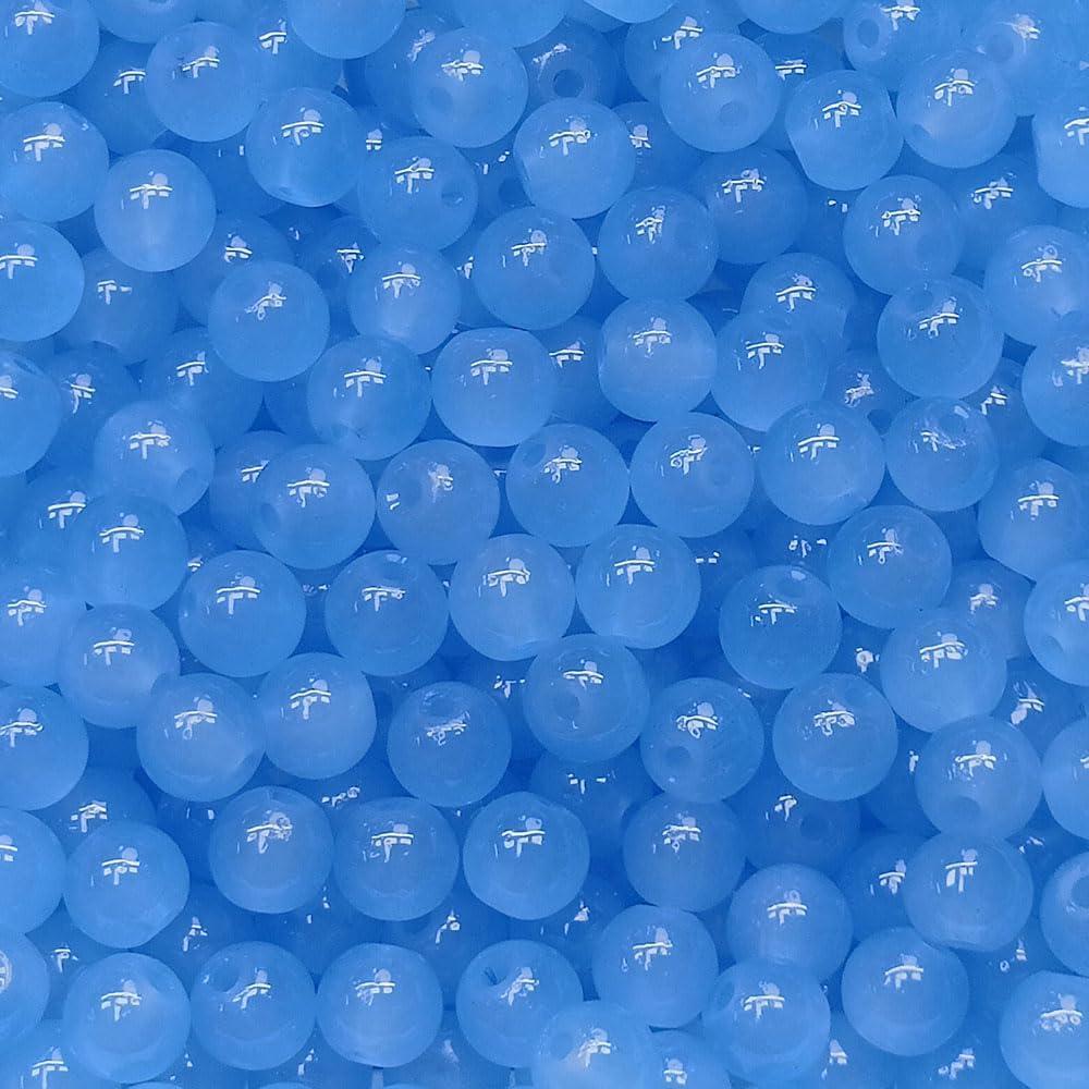 300PCS Glass Beads 6mm Glass Beads for Bracelets Necklaces Jewelry Making DIY Crafts (Blue)