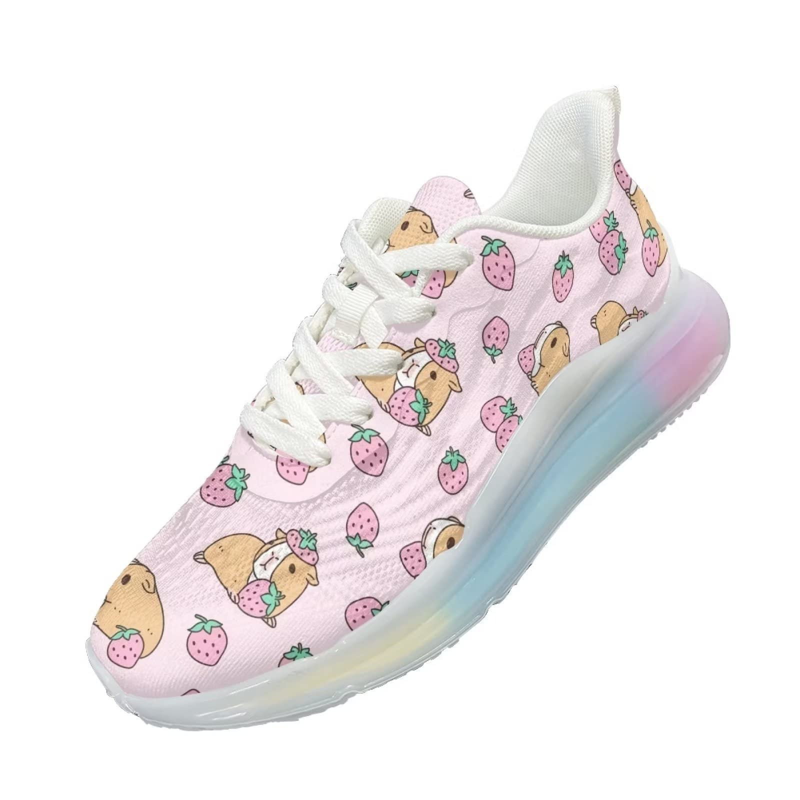 Scarpe da ginnastica da donna, da corsa, in rete, da palestra, da passeggio, Criceto rosa fragola, 40 EU