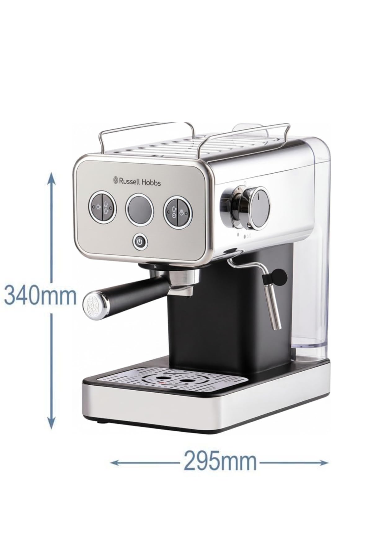 Russell Hobbs Espressomaschine [Siebträgermaschine] Distinction Edelstahl Titanium (15 Bar, Einsatz 1&2 Tassen, ESE Pads, autom.Dosieren & man.Option, Dampfdüse f Heißwasser & Milchschaum) 26452-56