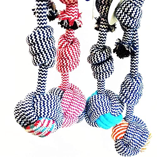 Image of Foodie Puppies Durable Pet Teething, Cleaning, Chewing, Biting Knotted Rope Toys for Dogs | Durable Dog Training Toy for Medium Dogs with 100% Natural Cotton (Handle Knotted Ball)