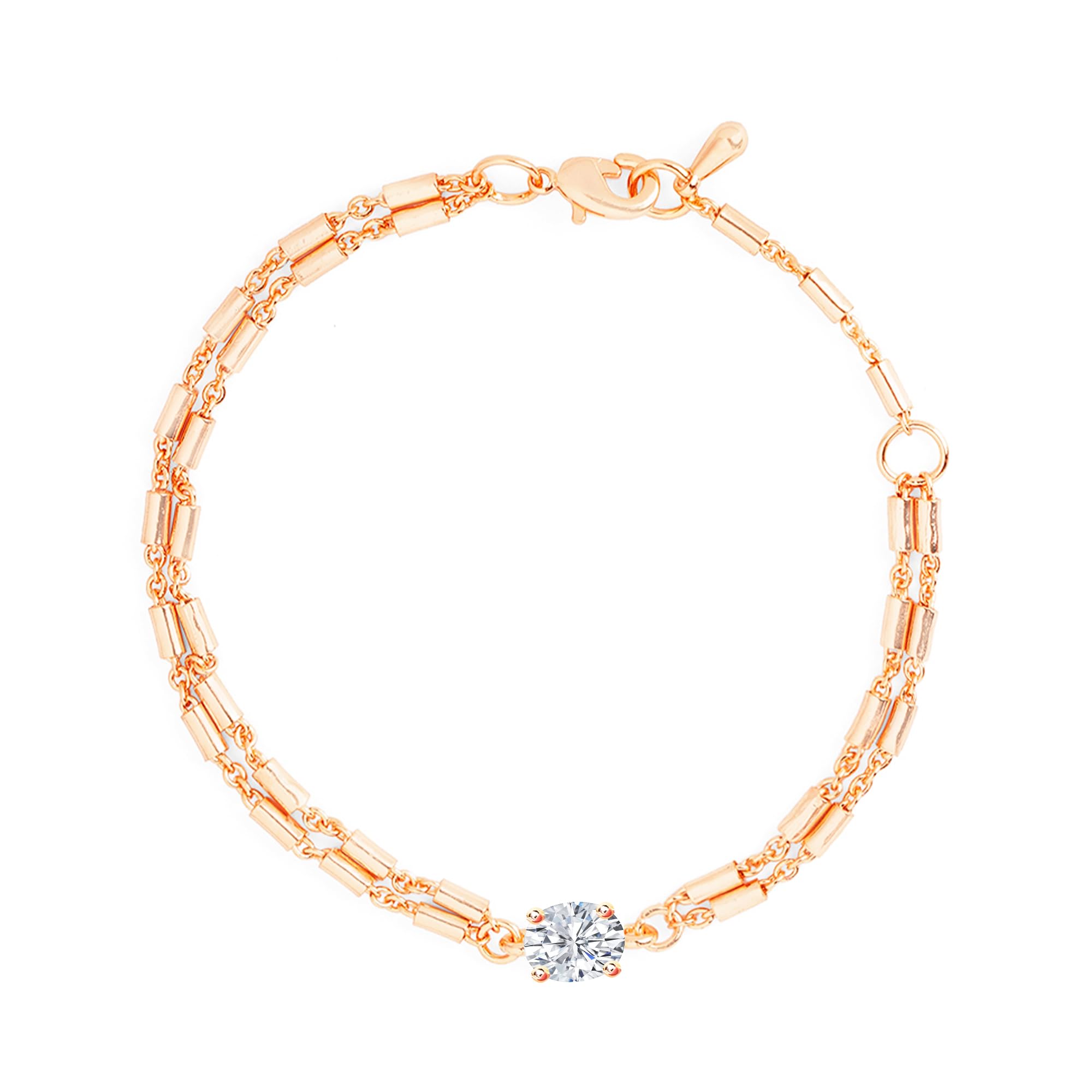 MINUTIAE Rose Gold-Plated Crystals Link Bracelet For Womens and Girls_MNT0372OD_RG (B0D2TZVHCJ) Amazon Price History, Amazon Price Tracker