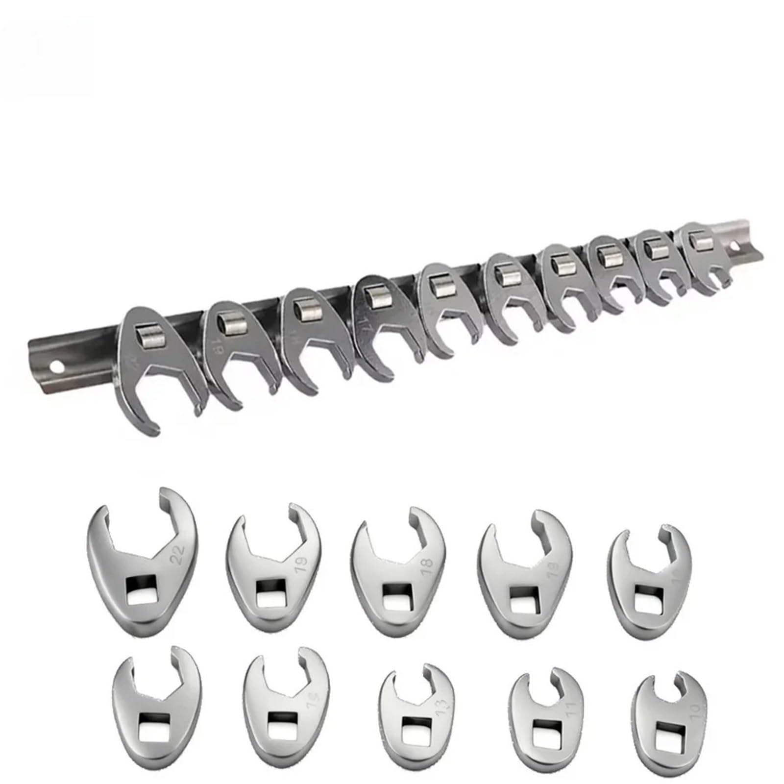 Xuczhai One Color 10-Piece 3/8In Drive Crowfoot Wrench Set, 10-22Mm Metric Nut Tool Kit, Open End
