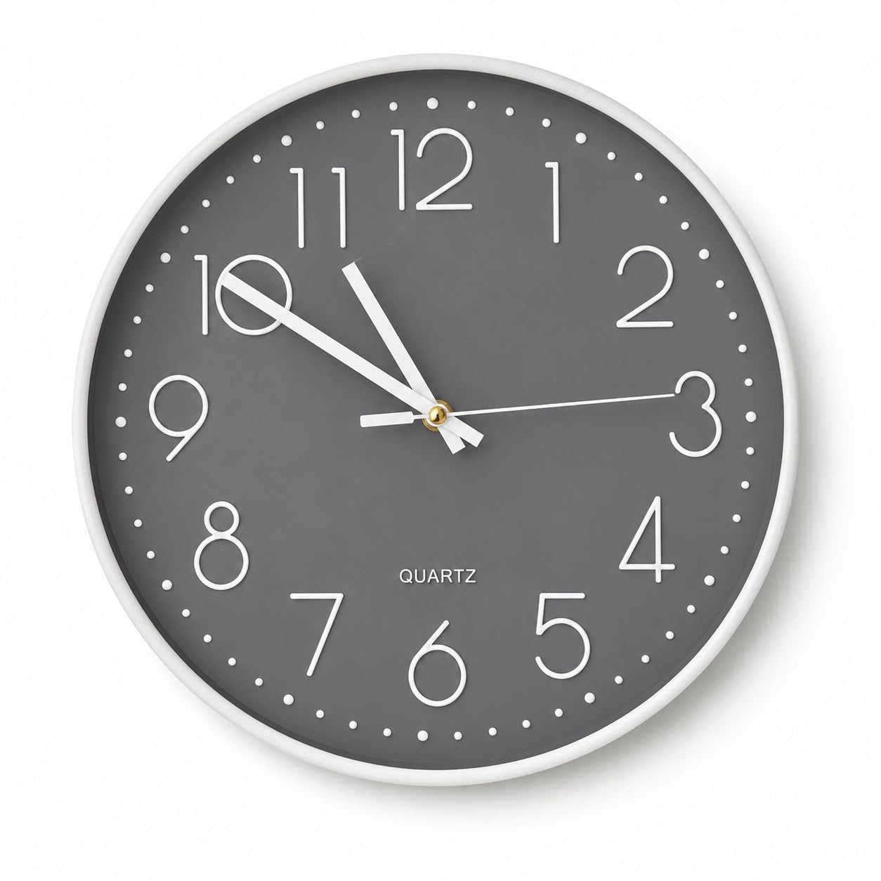 Relógio de Parede 30cm Branco e Cinza | Decorativo, Moderno, Silencioso, Movimento