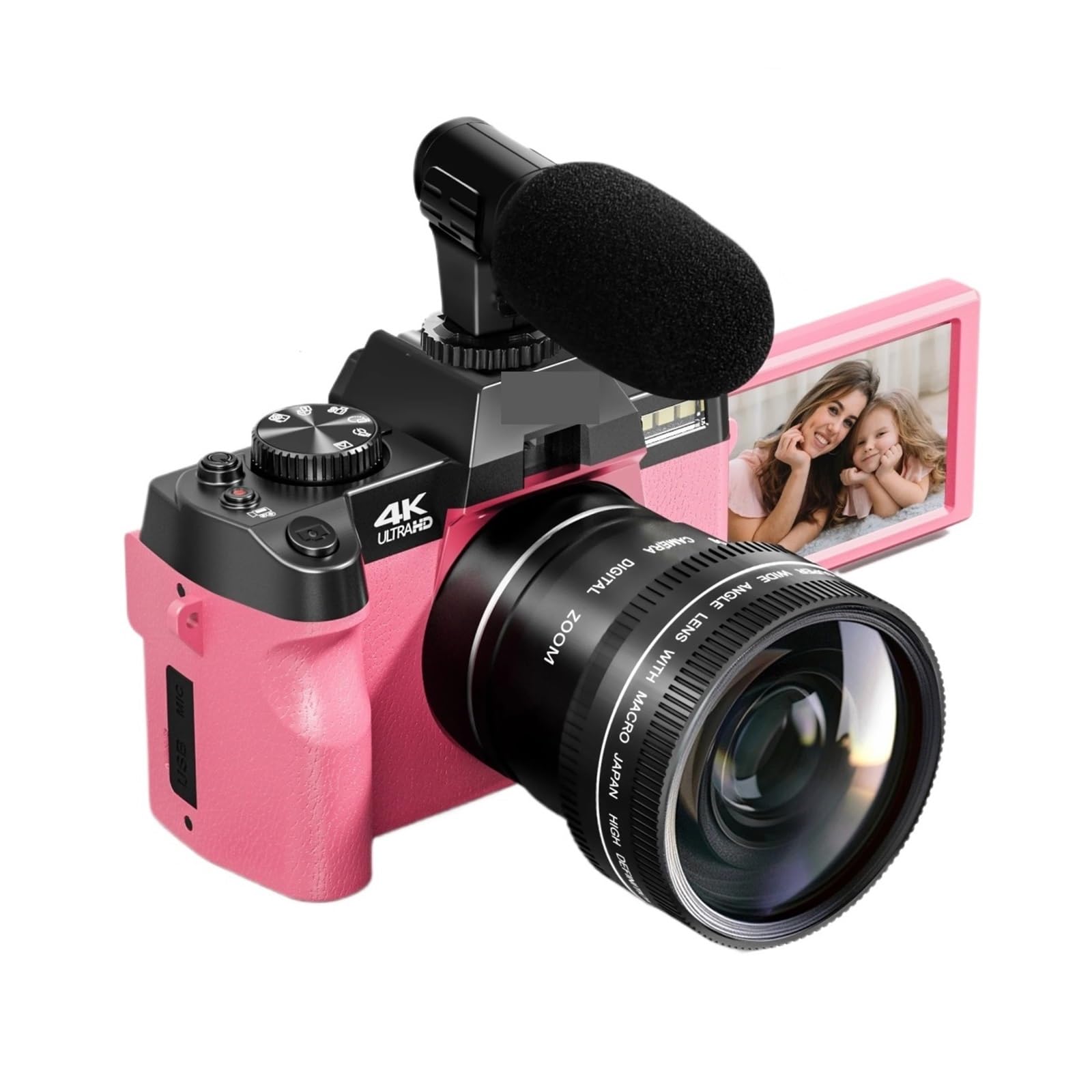 Fotocamera Digitale Compatta Telecamera Di Rete Wireless 4K Registratore Vlog Retrò Da 48 MP Schermo Ribaltabile 3 Pollici Messa A Fuoco Accurata