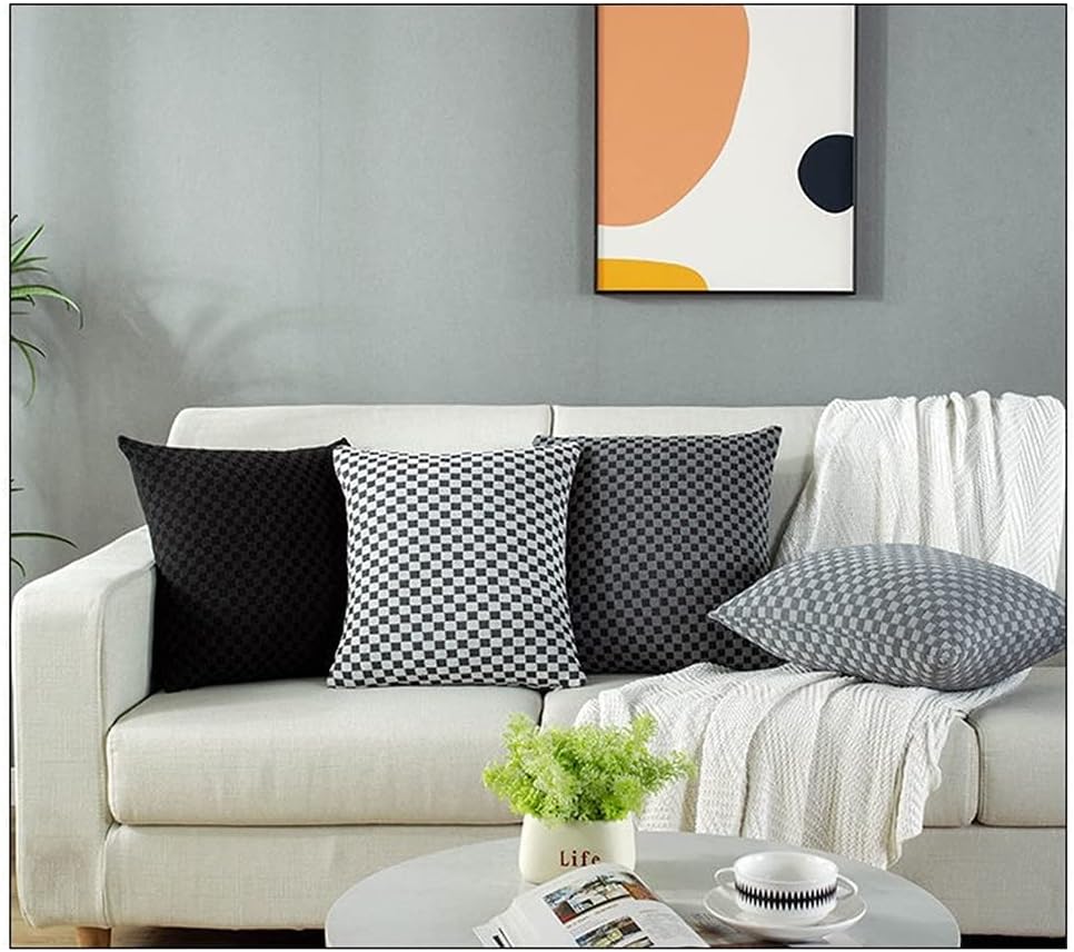 HBJWOV Sofa Throw Pillow Cushion Living Room Square Bedside Back Office Lumbar Velvet Hugging Cover(Dark Gray)