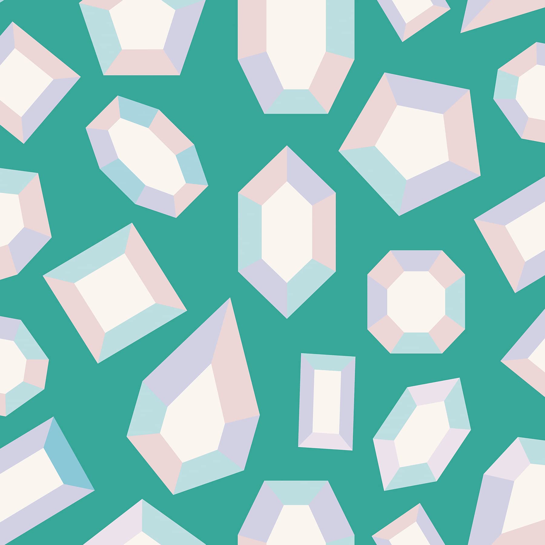 Papier peint autocollant bleu sarcelle Lele Gems pour décoration murale