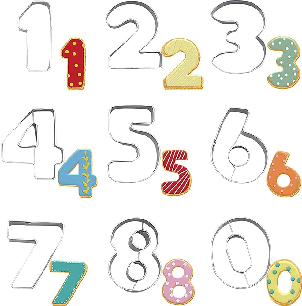 YMYNY - Set di 10 stampi numerici per torte, pasticcini, biscotti, pasticcini 99023