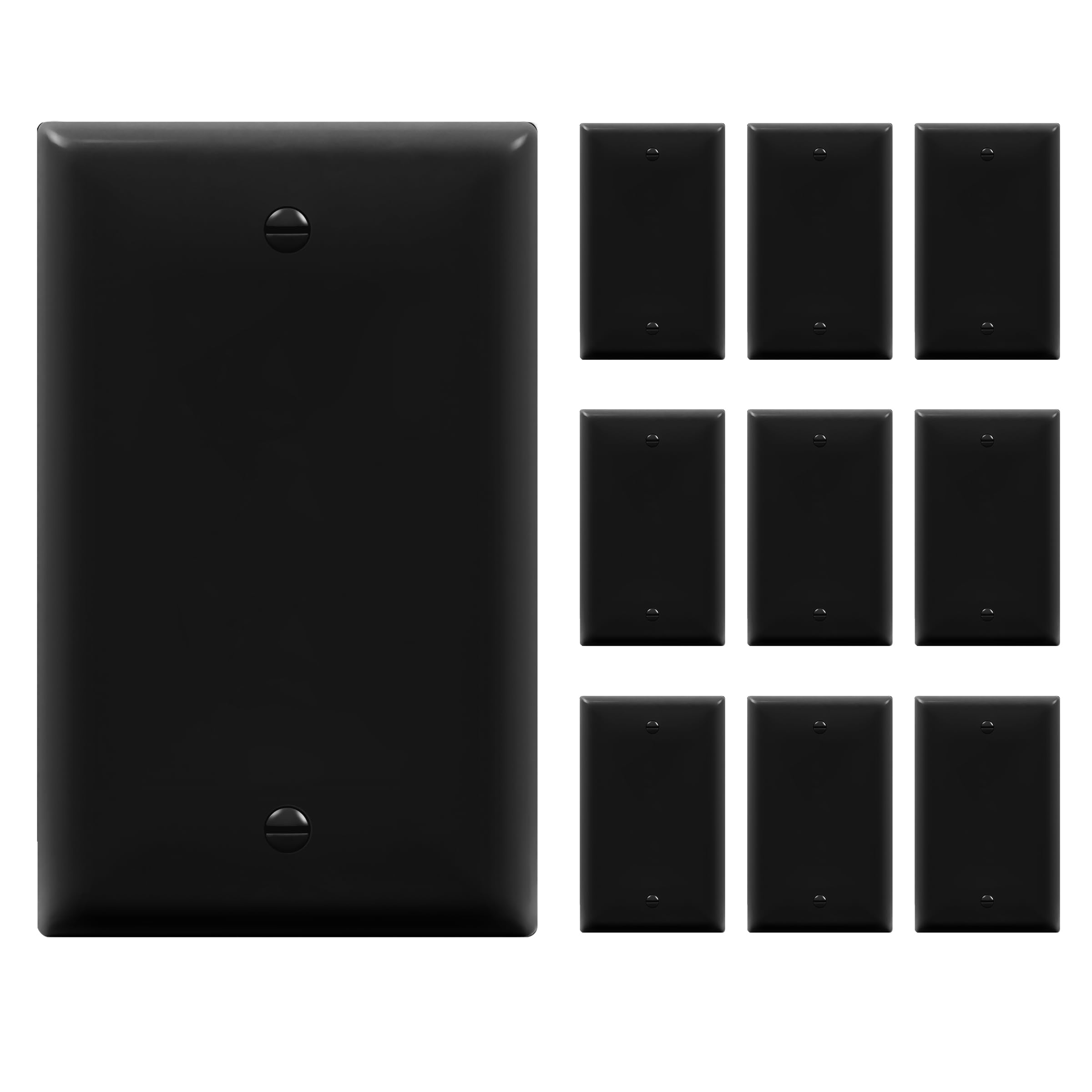 ENERLITES Placca da parete per dispositivo vuoto, misura 1 banda, 11,4 x 7 cm, in policarbonato termoplastico, 8801-BK-10 pezzi, nero (confezione da 10)
