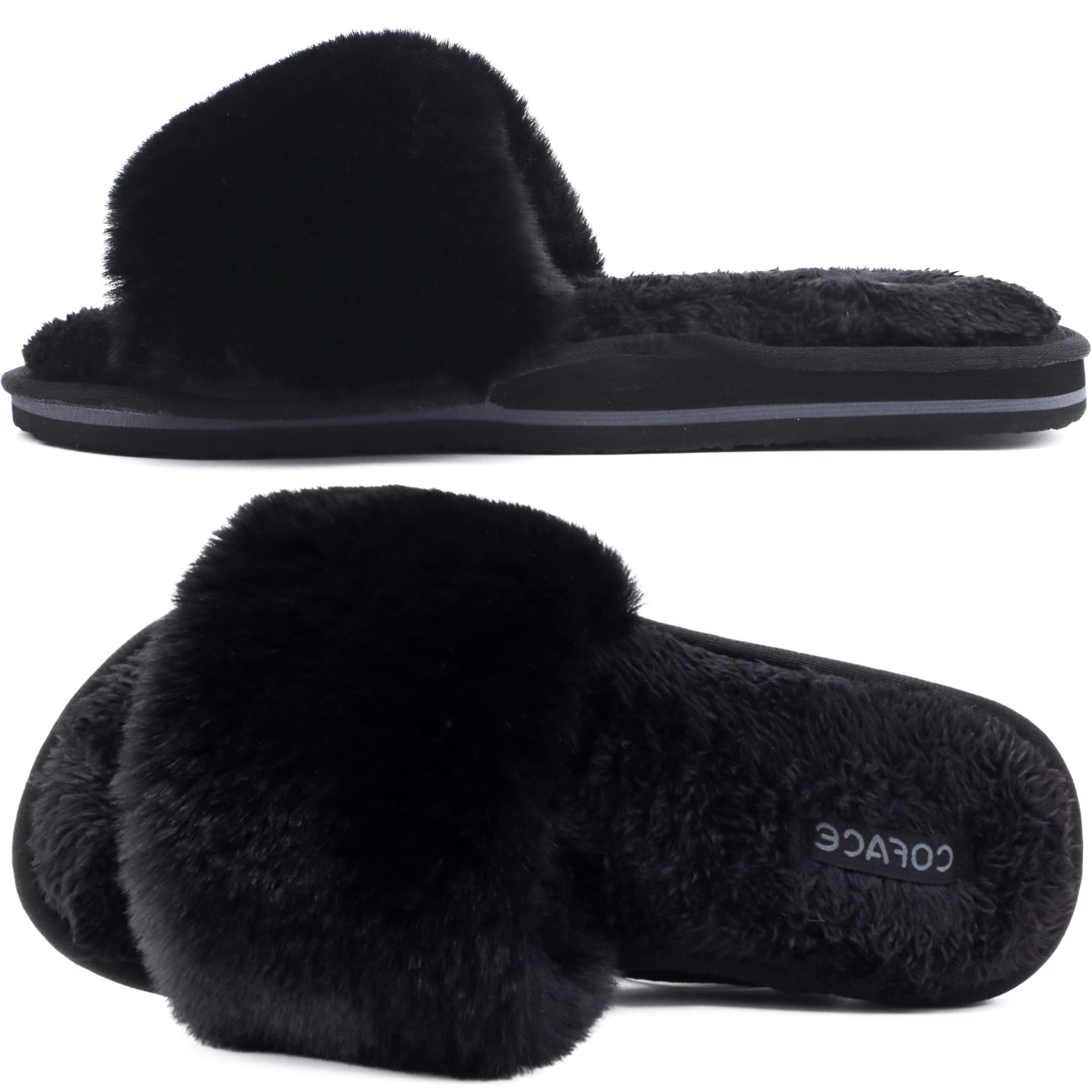 COFACEPlush Slippers Women's Fur Slippers Cosy Slides Women's Slippers Summer Winter Bathing Shoes Slippers for Women Slippers