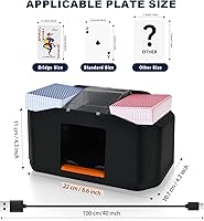 Vista 6 de Nileole Trasladador de cartas silencioso y recargable de 2 barajas, barajador eléctrico silencioso automático de 2000 mAh, naipes, Texas Hold'em