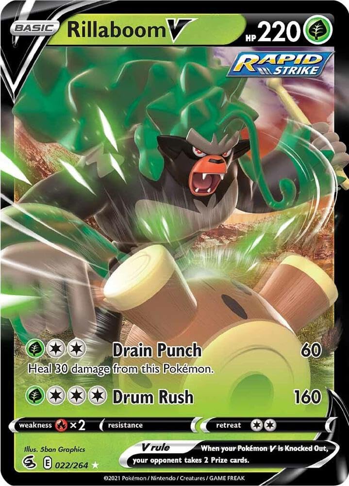 Rillaboom V Ultra Rare Fusion Strike 022 264 NM Pokemon Card