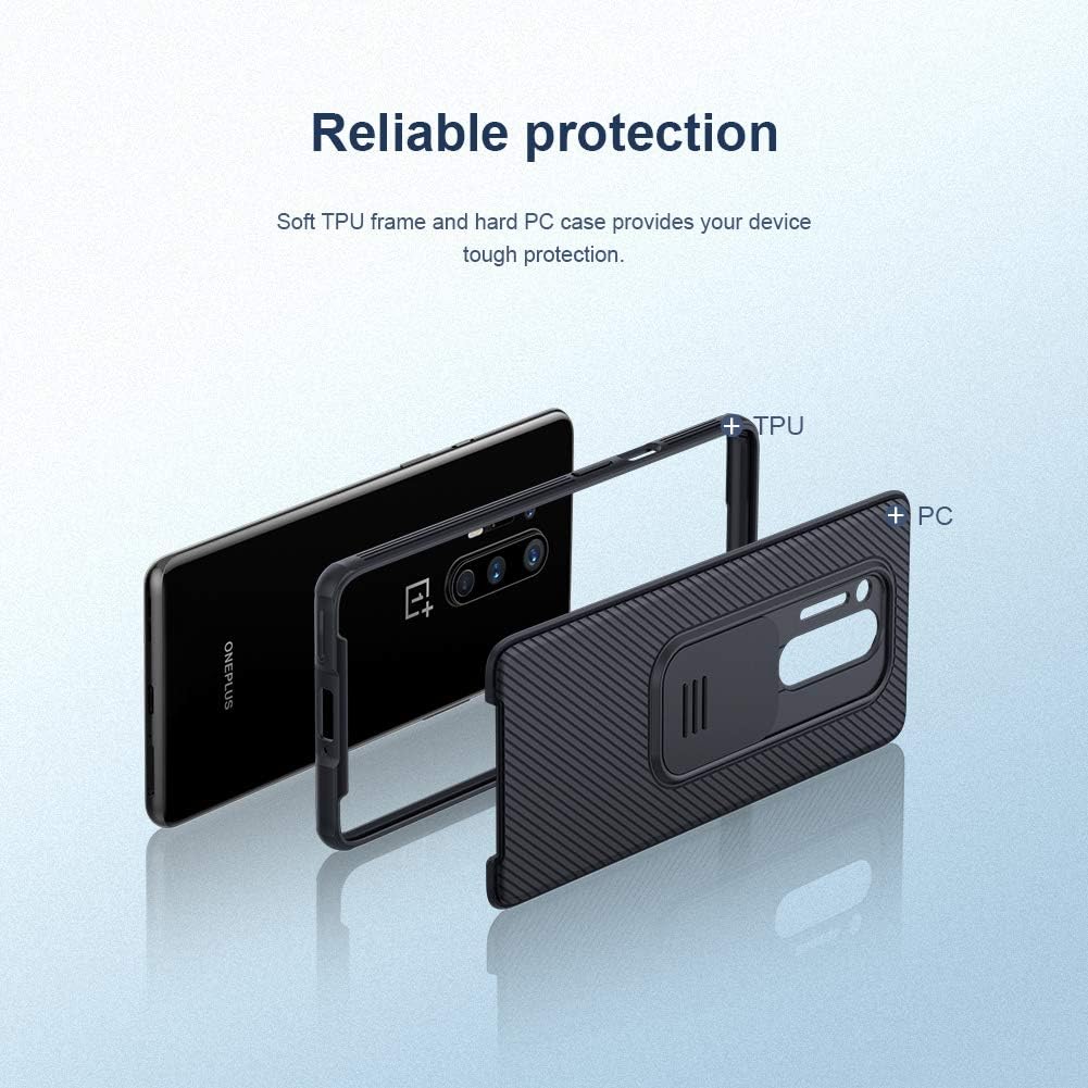 Nillkin OnePlus 8 Pro Case with Slide Camera Cover, CamShield Pro Case with Camera Lens Protection, TPU Frame & PC Back - Black