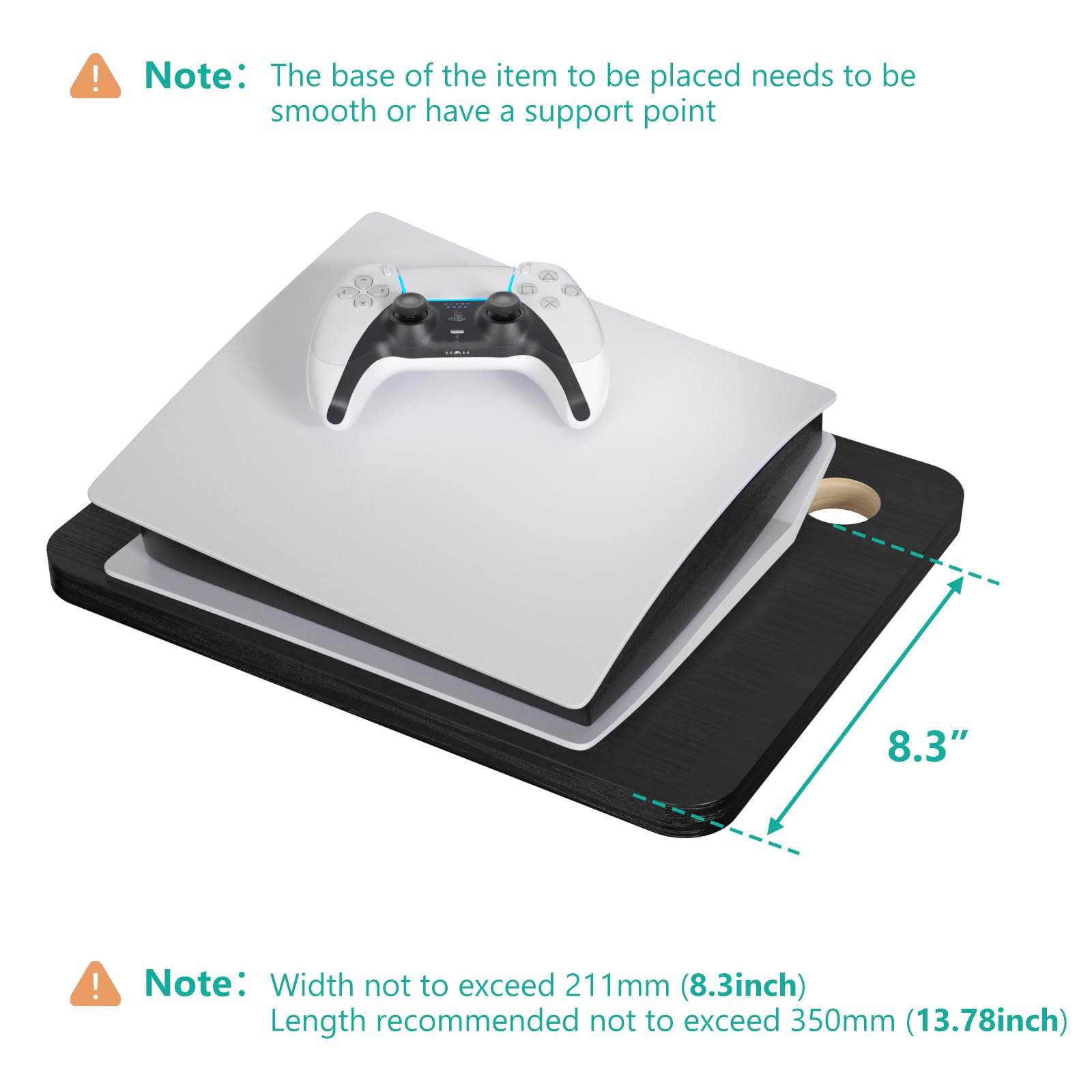 WALI Mensola sospesa per TV, può contenere fino a 10 kg, ripiani in legno da parete sotto il ripiano TV per lettori DVD, decoder via cavo, router, console di gioco, accessori decorativi per soggiorno