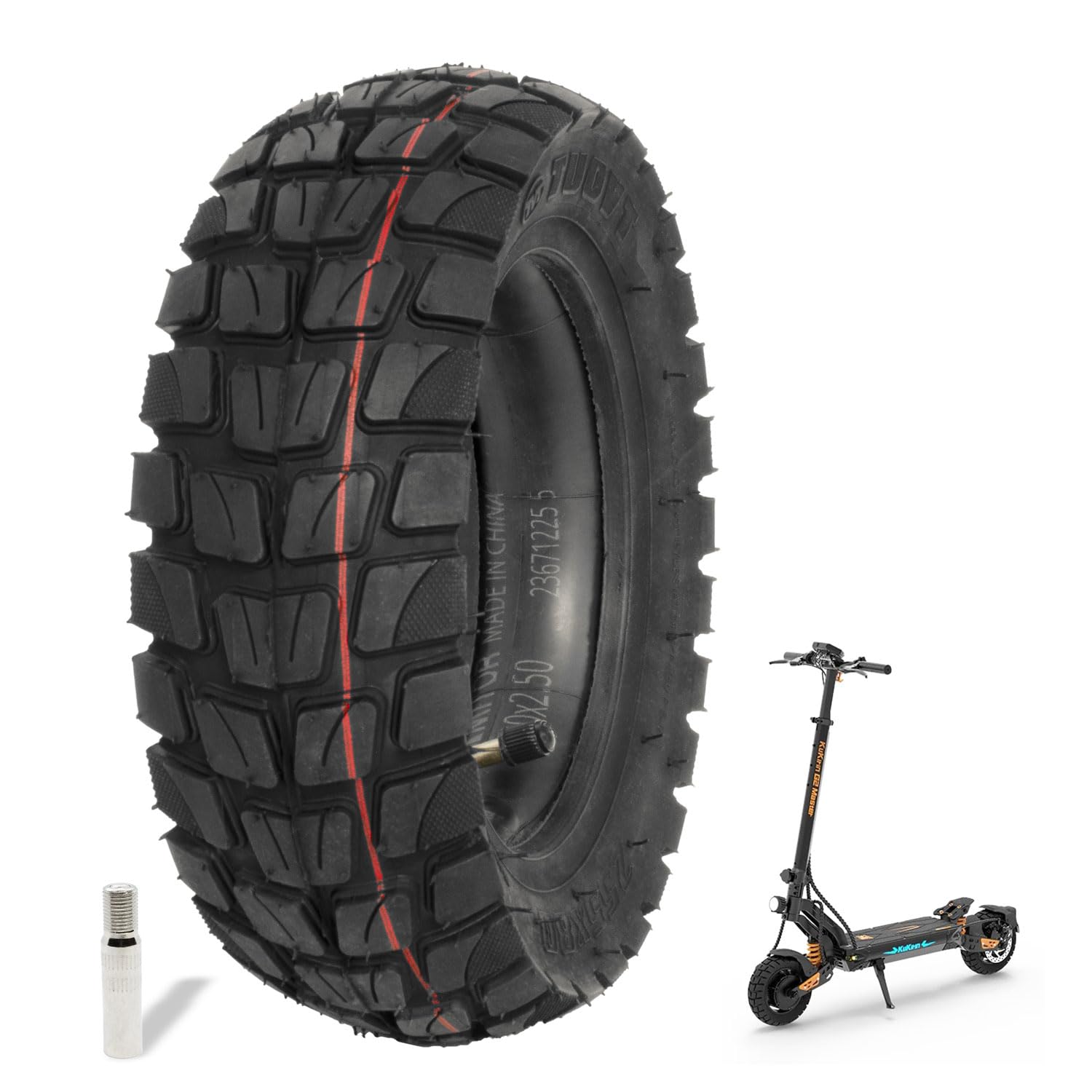 Tyre and Inner Tube 255x80 for Dualtron Victor Luxury +, Kaabo Mantis 10 Mobygum Xenon-S - Speedtrott RX 2000 - Wegoboard Blaster Zero 10X and Kukirin G2 Master (tyre+tube)