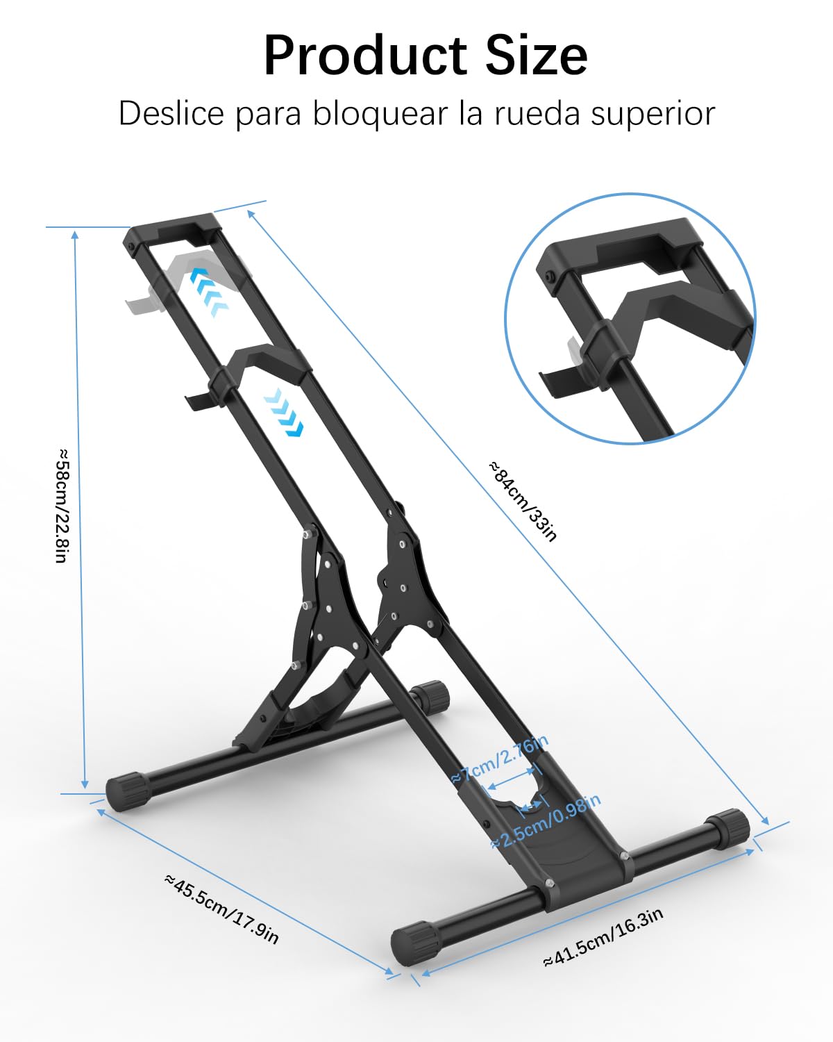 Soporte Bicicletas Suelo, Caballete Bicicleta Acero Soporte Bici Independiente 20''-29'' para Neumáticos Delanteros, para Garaje/Casa