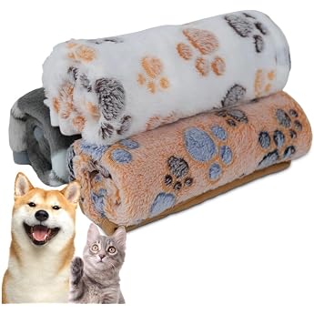 Pack of 3 Blankets for Dogs and Cats Washable Soft Durable Soft Fleece Blanket for Dogs and Cats Rabbits and Other Pets S