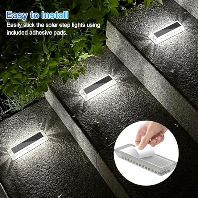 Lacasa Solar Driveway Lights Outdoor 4 Pack, LED Deck Dock Marine Waterproof Driveway Marker Lights for Step Sidewalk Stair Garden Pathway Walkway Yard, Cool White