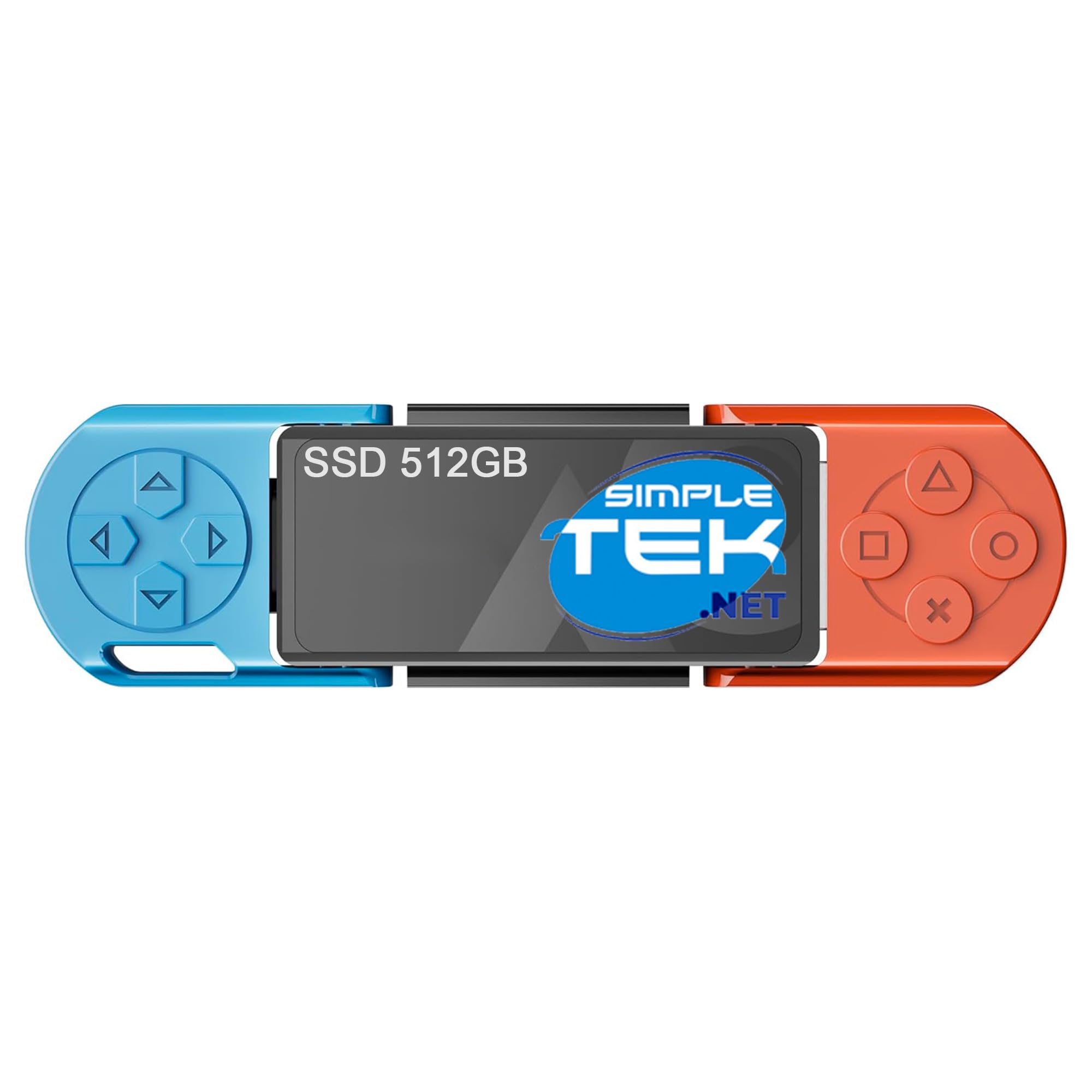 SIMPLETEK - Chiavetta USB SSD Portatile 512 GB (Rosso/Blu) ad Altissima Velocità - USB 3.2 Gen 2, Doppio Connettore USB-A e USB-C