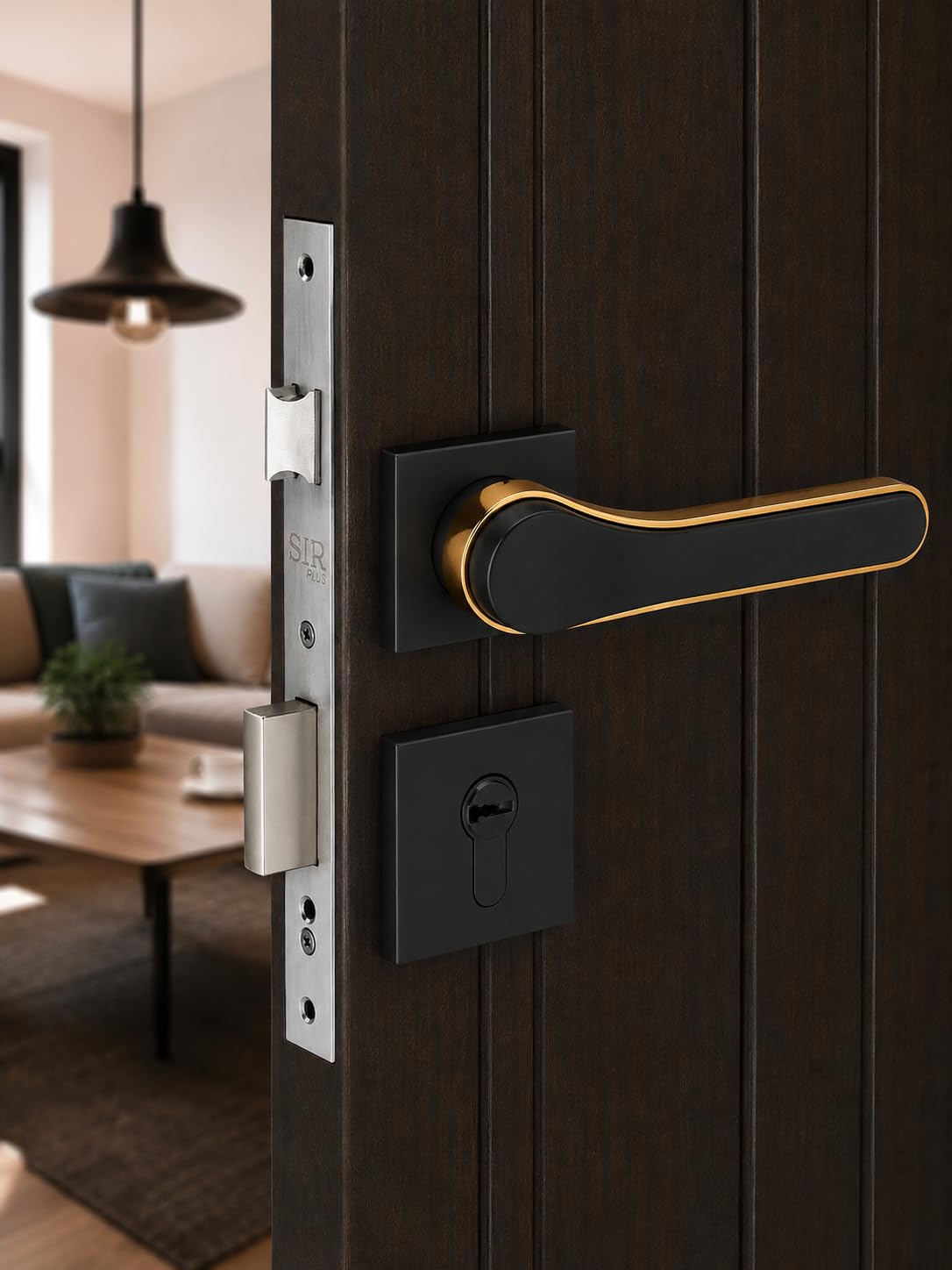 SIR PLUS Mortise Door Lock for Home Main Door & Bedroom with Handle | Biscuit Lock Body | Heavy-Duty 60mm Cylinder | 3 Brass Keys | Left-Right Door Home Office Hotel | Black Rose Gold Finish | ZR-103-image-46