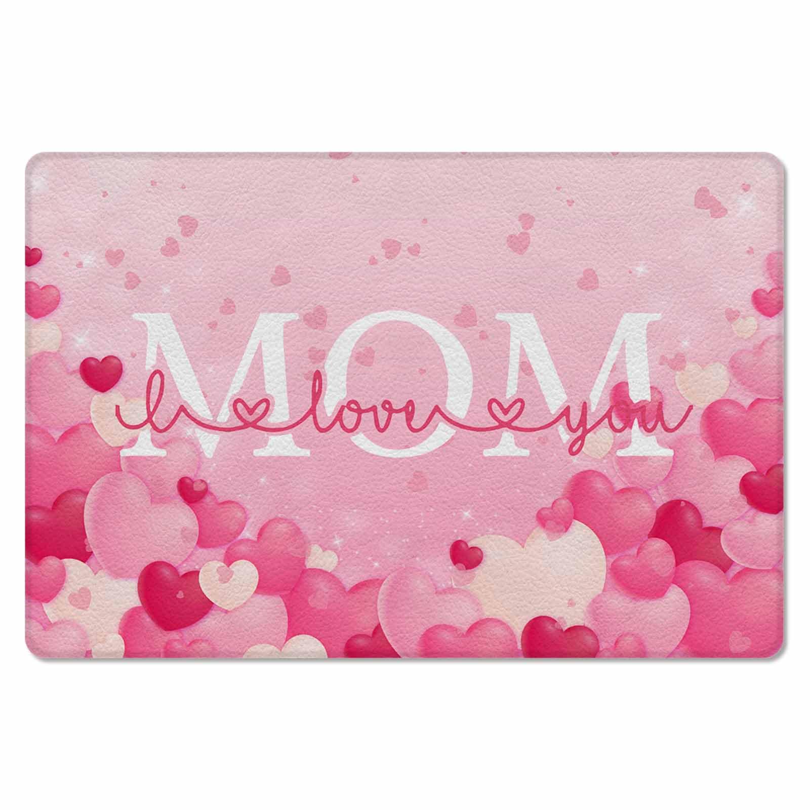 Best Mom Antifatigue Kitchen Bath Door Mat Cushioned Runner Rug,Washable Welcome Floor Sink Mat,Waterproof & Non-Slip Standing Doormat for Kitchen,Happy Mother's Day Ombre Pink Love Heart 24