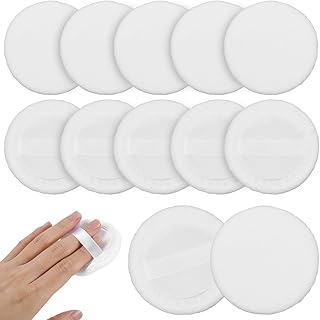12 Pcs Cotton Powder Puffs 2.3 Inch Round Powder Puff Washable Cotton Makeup Dusting Powders Puffs with Ribbon Face Powders Velour Puff Pads for Loose Foundation Body Cosmetic White Gifts