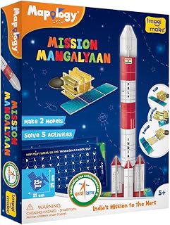 Imagimake Mapology Mangalyaan Isro Rocket Model & Satellite Astronaut Toy Educational Toys for Kids 5+Years 3D Puzzles Gifts for 5 Year Old Boy & Girl, Multi-Coloured
