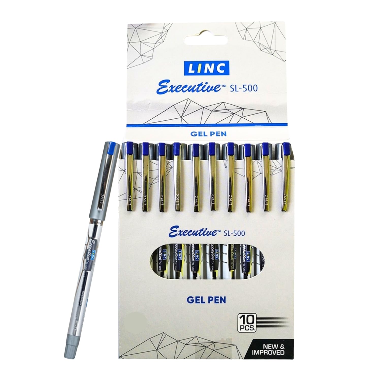 LINC 0.55mm Executive SL-500 Gel Pen | Water-Proof Ink & Textured Grip (Blue Ink, Pack of 20)
