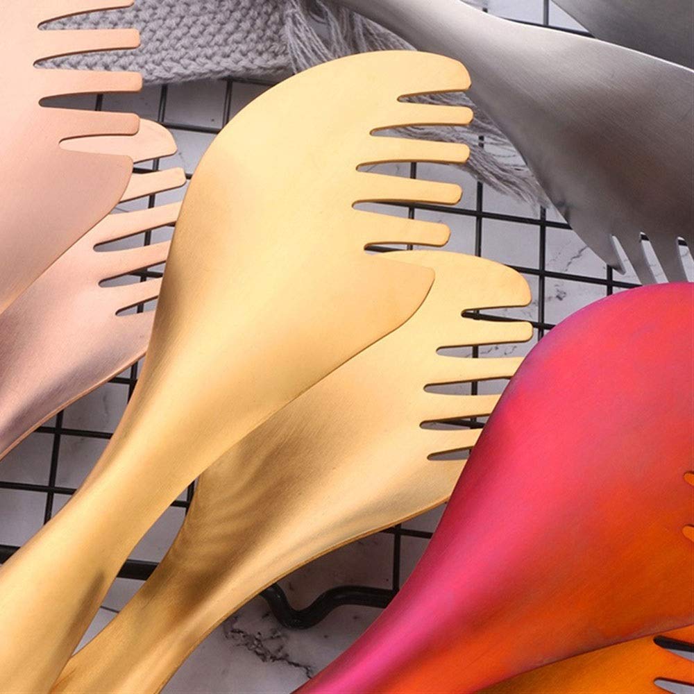 Pinzas Cocina Las Pinzas de alimentación de Acero Inoxidable se Pueden Utilizar en la Cocina.Pinzas for Hornear, Parrillas, Pan y ensaladas.Oro/Plata/Arco Iris/Oro Rosa.Tamaño: 25 cm