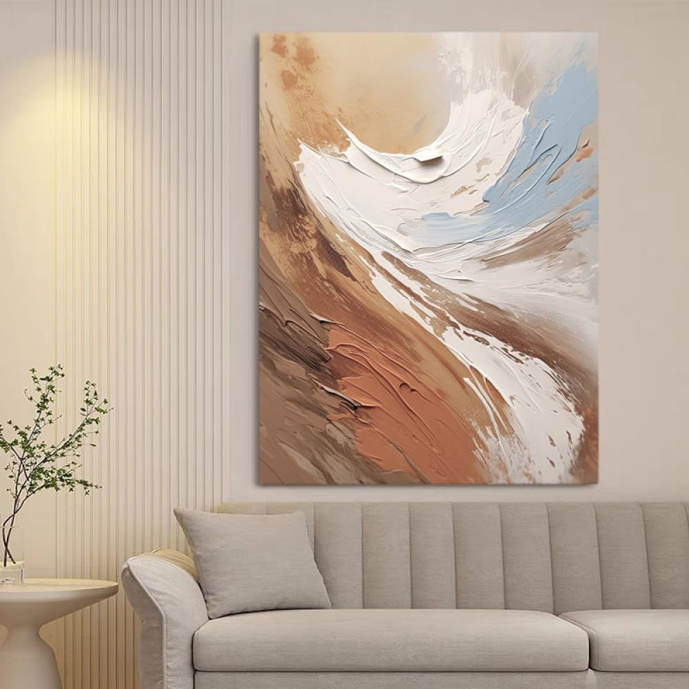 Peinture paysage moderne grand format pour fond de canapé