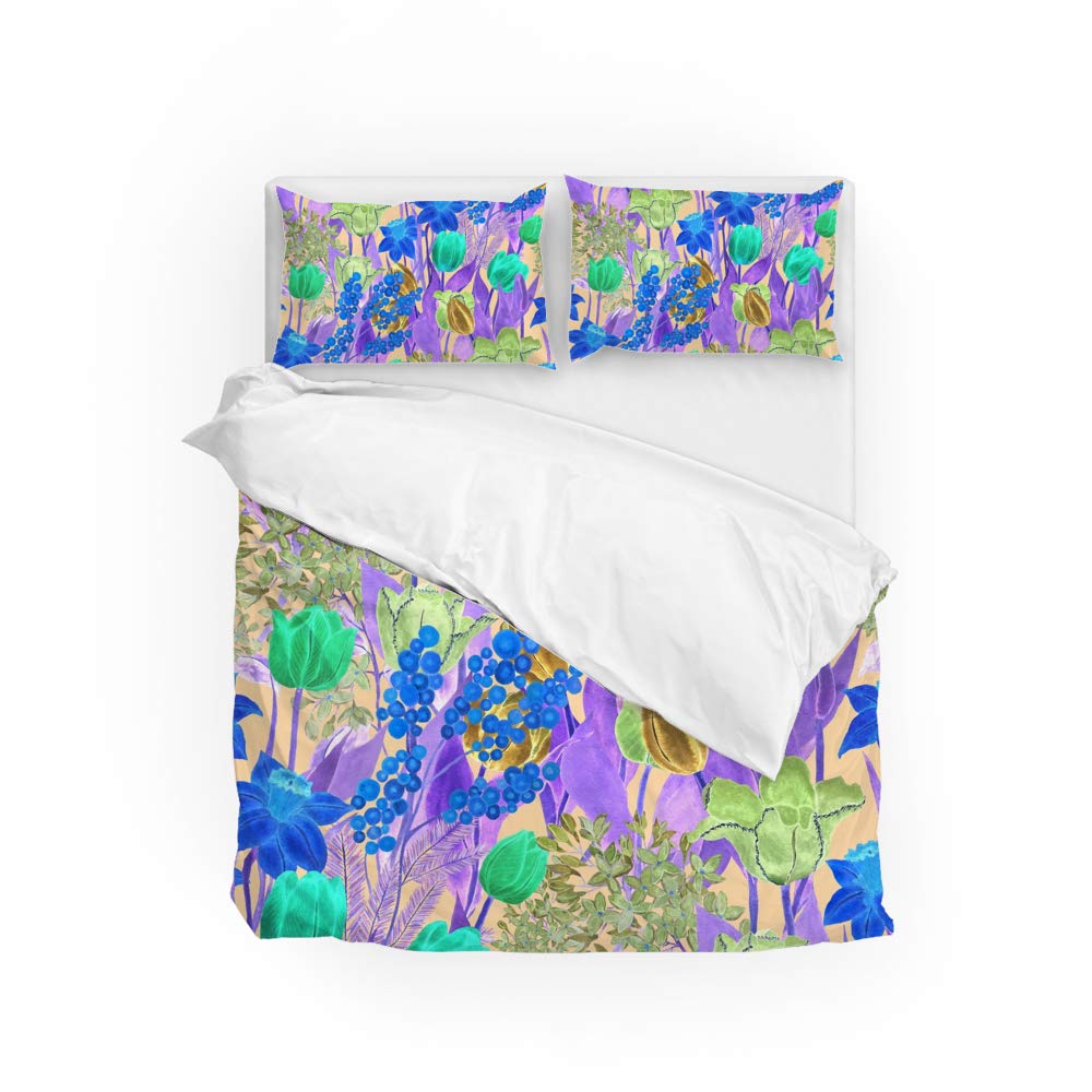 Housse de couette fleurs de printemps en polyester ultra doux et durable