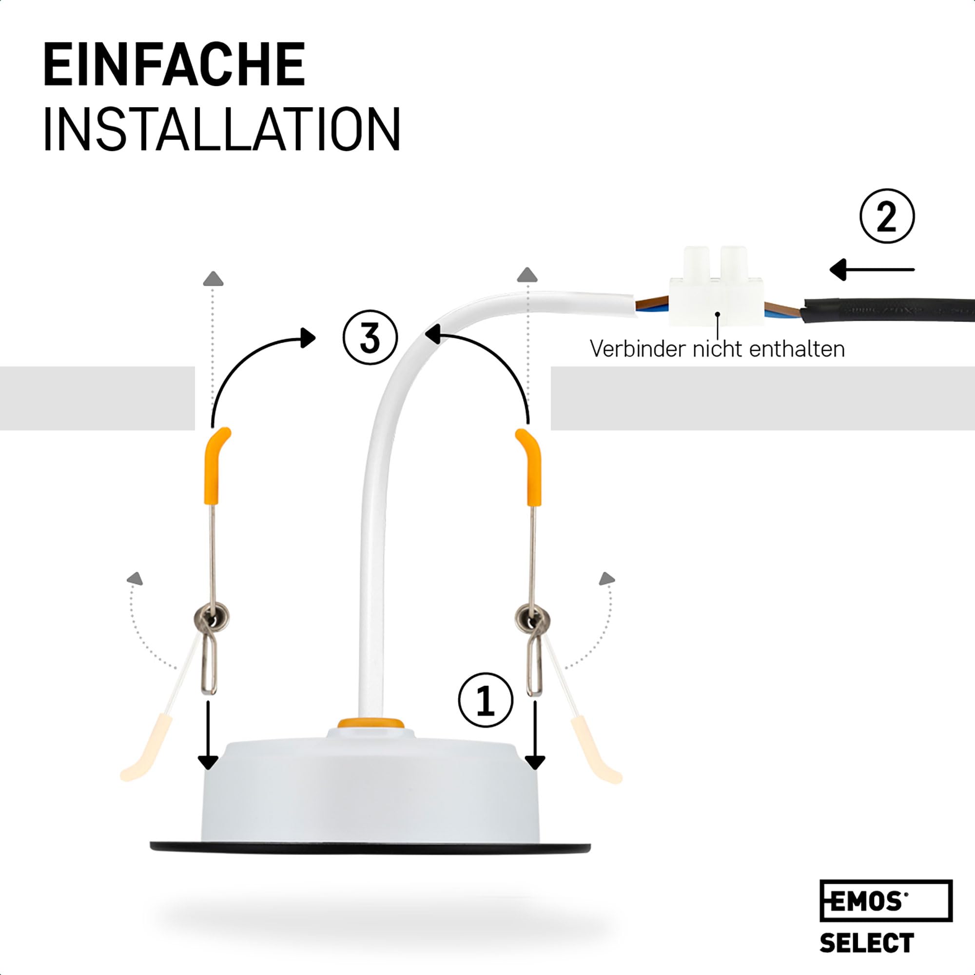 Emos Exclusive Einbaustrahler LED Spots 230V, 5W, 500lm, 3000K warmweiß | Set mit 12 Downlight LED Spots Badezimmer etc., wasserdicht IP54 | LED Einbaustrahler 230V, rund Ø 95mm, ultra flach, schwarz