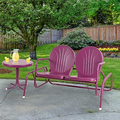 Northlight 2-Person Outdoor Retro Metal Tulip Double Glider Patio Chair, 32\", Purple