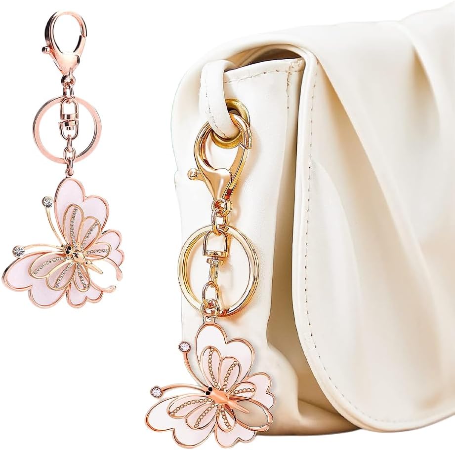 Butterfly Keychain, Cute Key Chain, 1 Set Butterfly Gift, Key Chain For Girls, Stylish Keychain For Bike, Car Key Chain, Bag Charms For Sisters & Friends