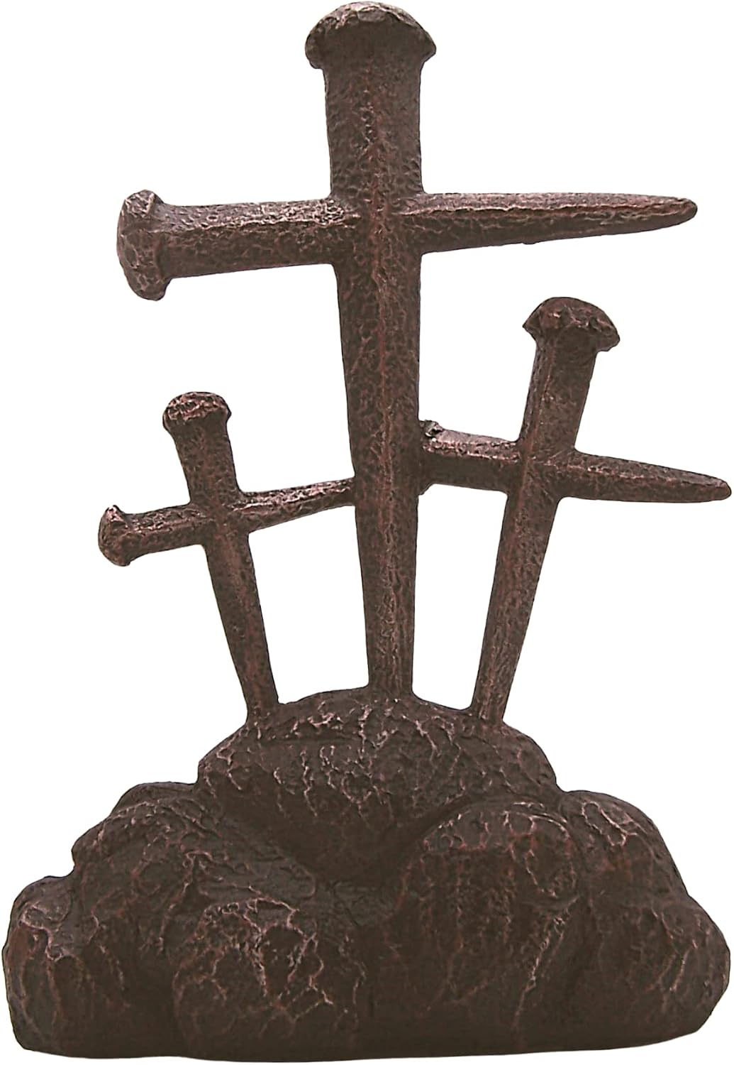 Wowser Three Standing Crosses with Nail Design, Freestanding Christian Tabletop Décor, Religious Home Accent & Faith Gift, 10.25 Inches